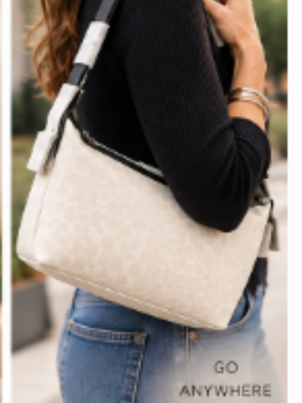 NWT Coach White Signature Shoulder Bag w/ Black Accents